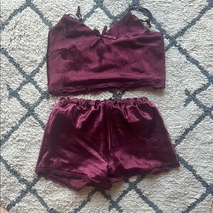 Fashion Nova Red Velvet Pajama Set